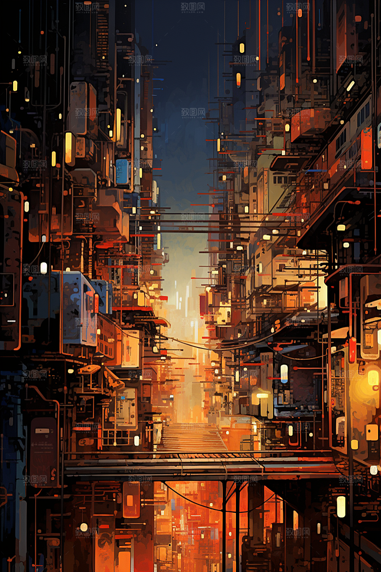 金色现代都市未来游戏原画
