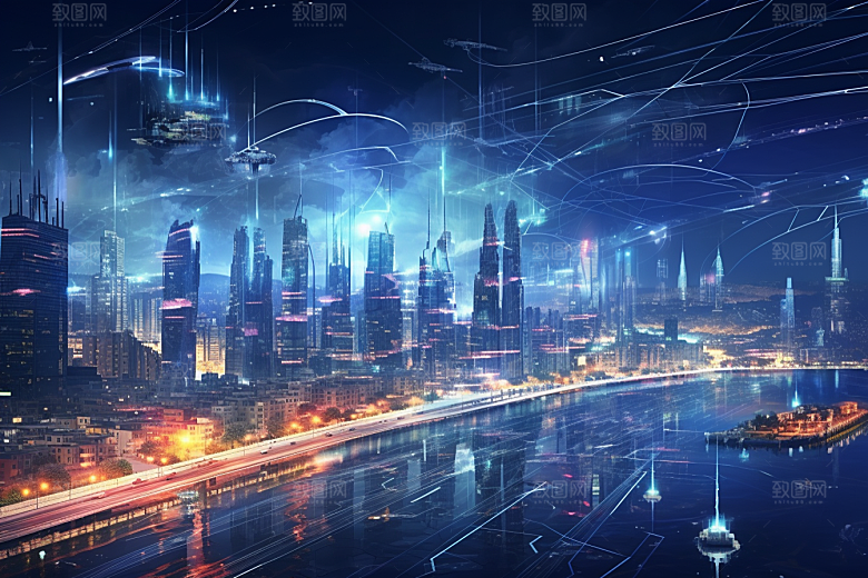 金色现代都市科幻游戏原画