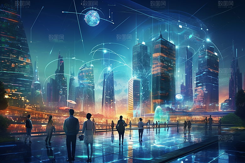 金色现代都市建筑高清原画