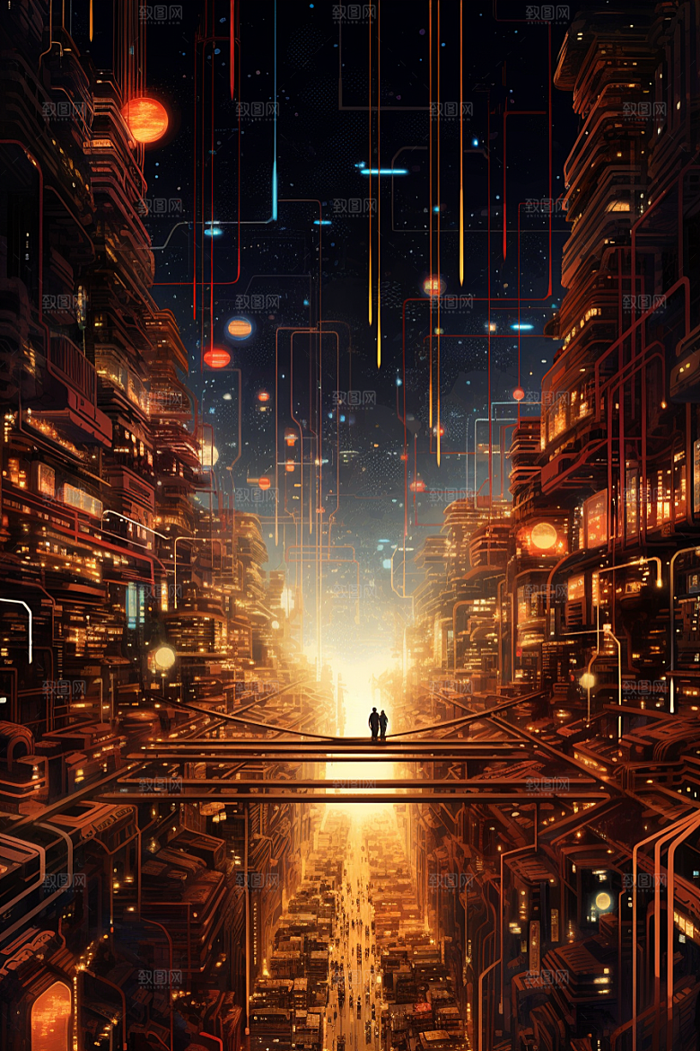 金色现代都市高清科幻原画