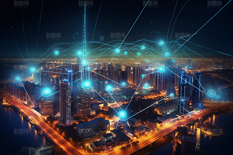 金色现代都市科技感建筑原画