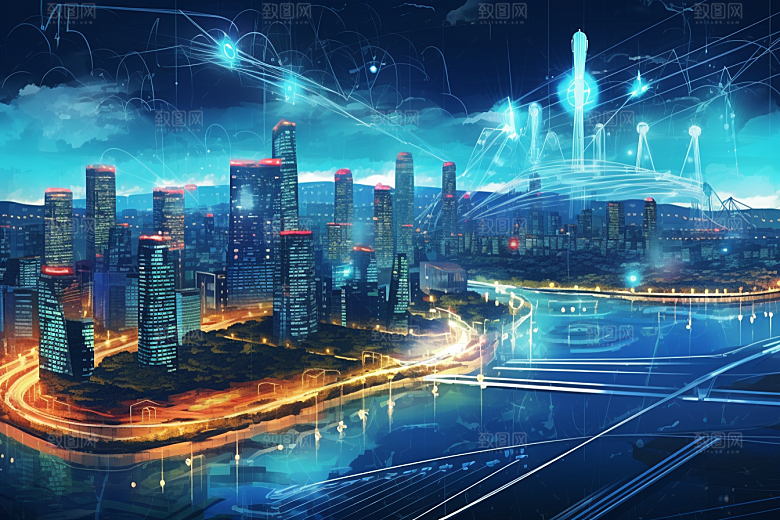 金色现代都市光影游戏原画