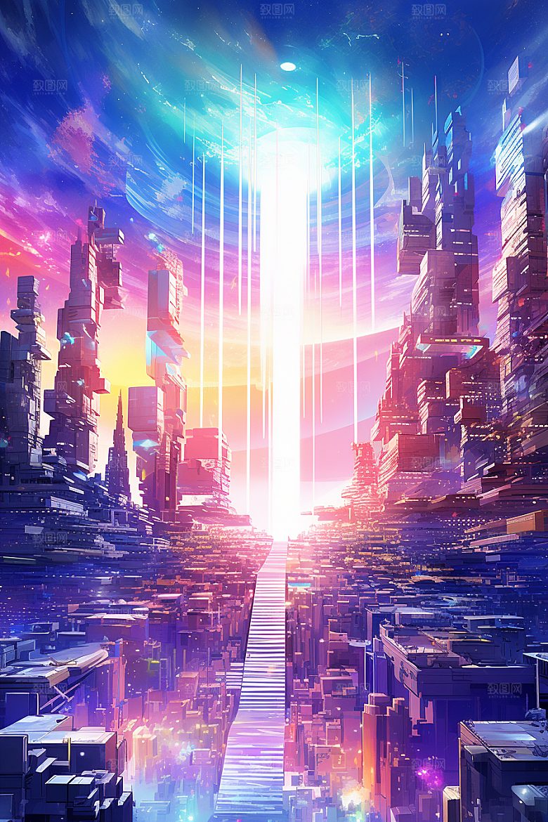 现代城市科幻超现实原画