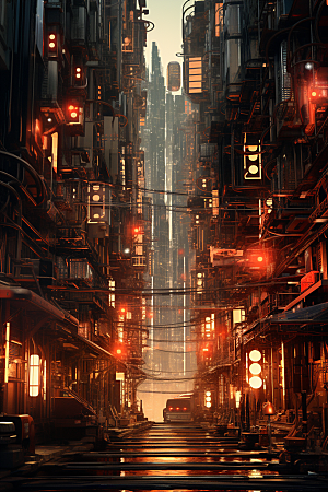 现代城市超现实科幻原画