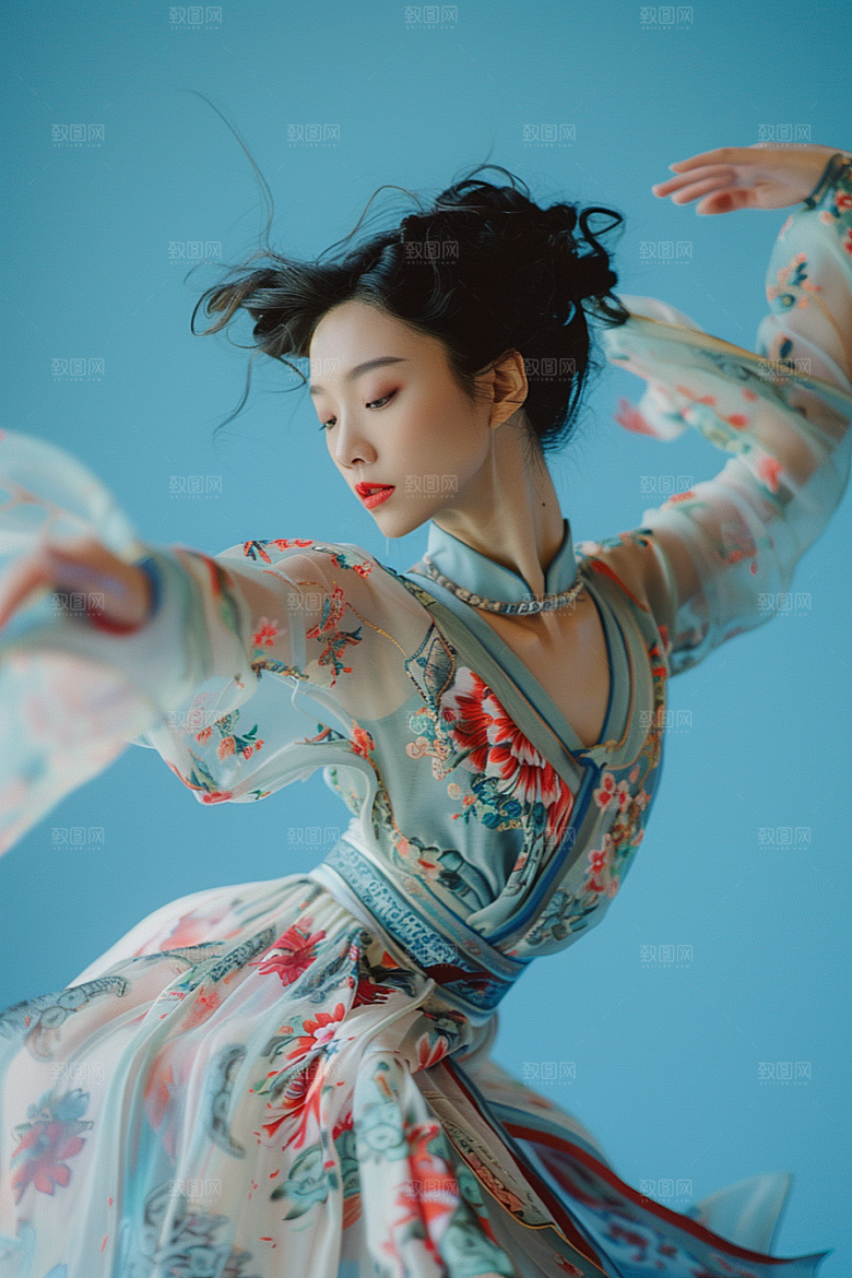 现代舞舞者跳舞肖像摄影图