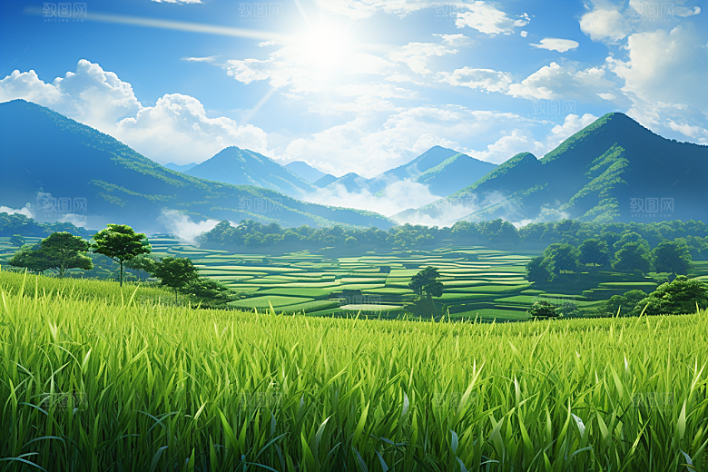 乡村振兴种地高清手绘