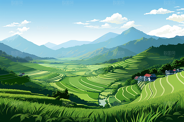 乡村振兴高清种地手绘