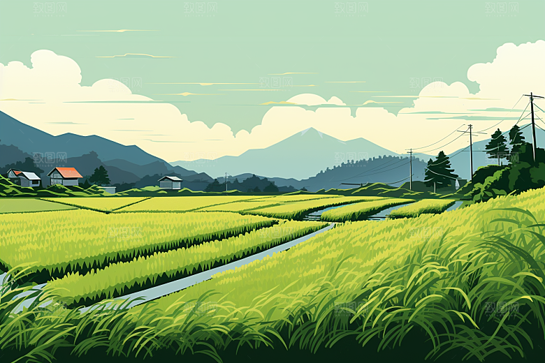 乡村振兴清新种地手绘