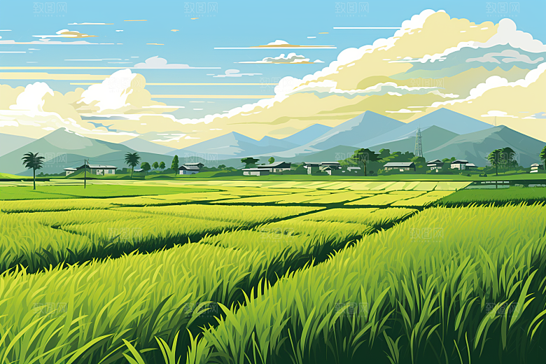 乡村振兴自然种地手绘