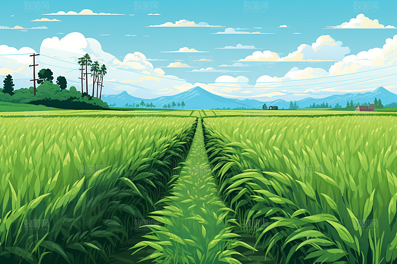 乡村振兴自然种地手绘