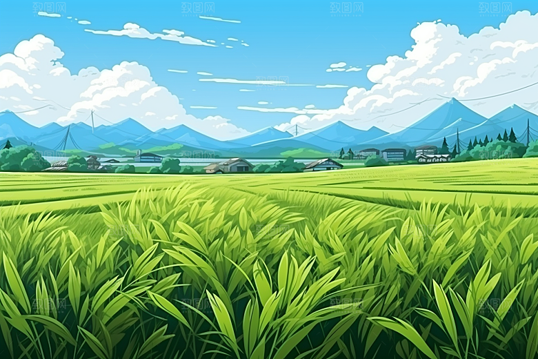 乡村振兴春耕高清手绘