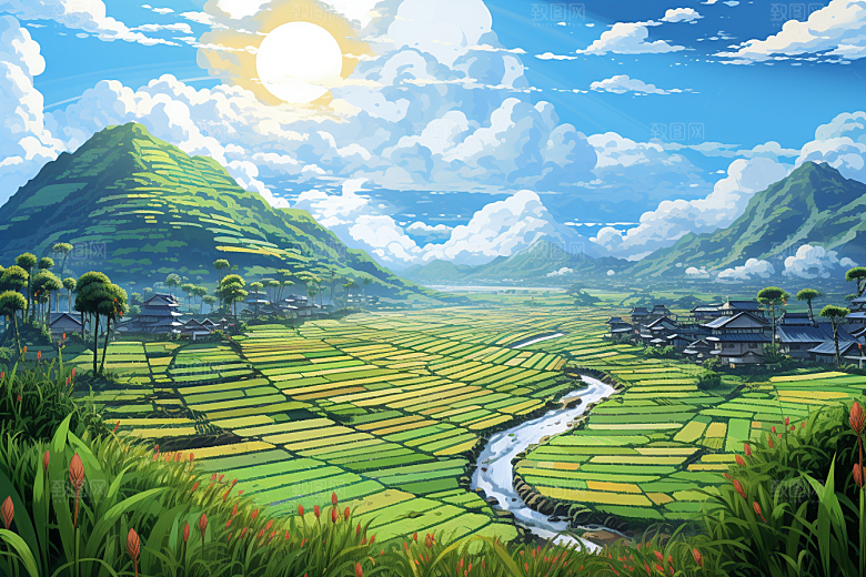 乡村振兴高清种地手绘