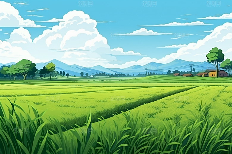 乡村振兴农村春耕手绘