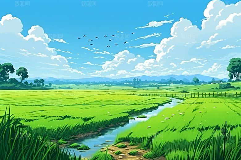 乡村振兴种地春耕手绘
