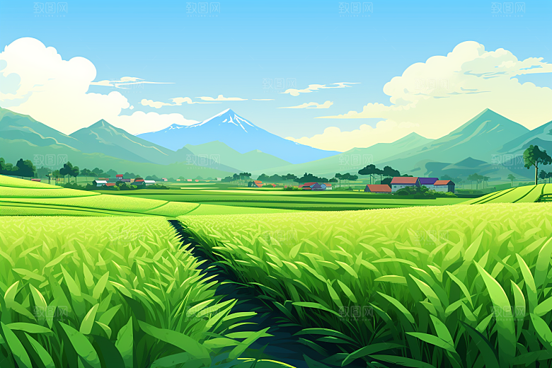 乡村振兴自然种地手绘