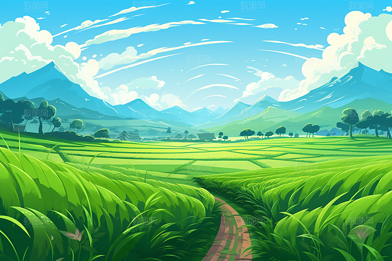 乡村振兴自然种地手绘