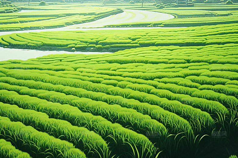 乡村振兴风光自然手绘