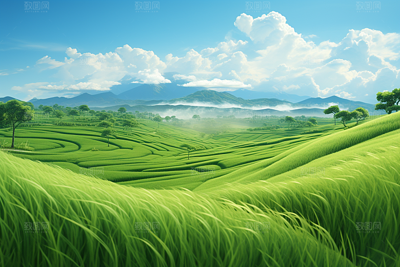 乡村振兴自然风光手绘