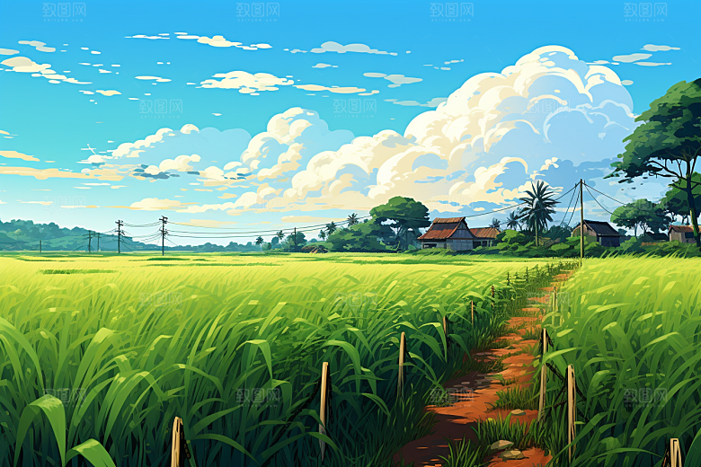 乡村振兴高清种地手绘