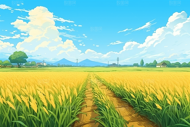 乡村振兴田野自然手绘