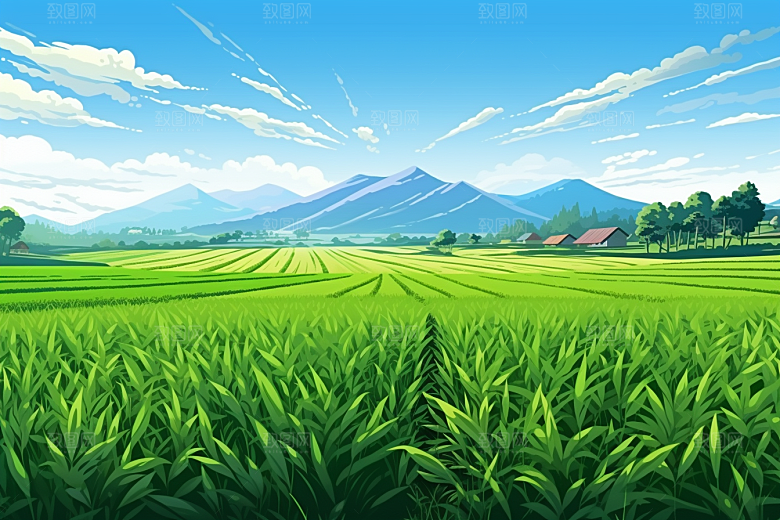 乡村振兴春耕自然手绘