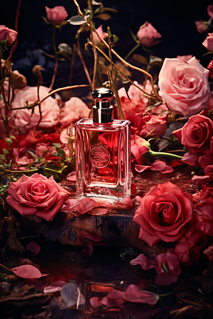 玫瑰香水美妆视觉艺术广告素材
