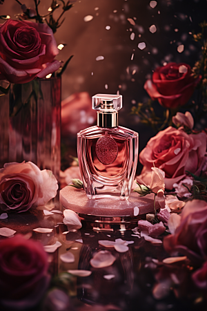 玫瑰香水浪漫化妆品广告素材