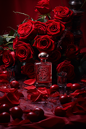 玫瑰香水视觉艺术香氛广告素材