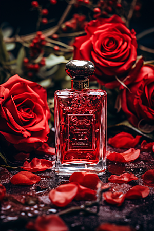 玫瑰香水唯美化妆品广告素材