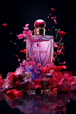 玫瑰香水唯美化妆品广告素材