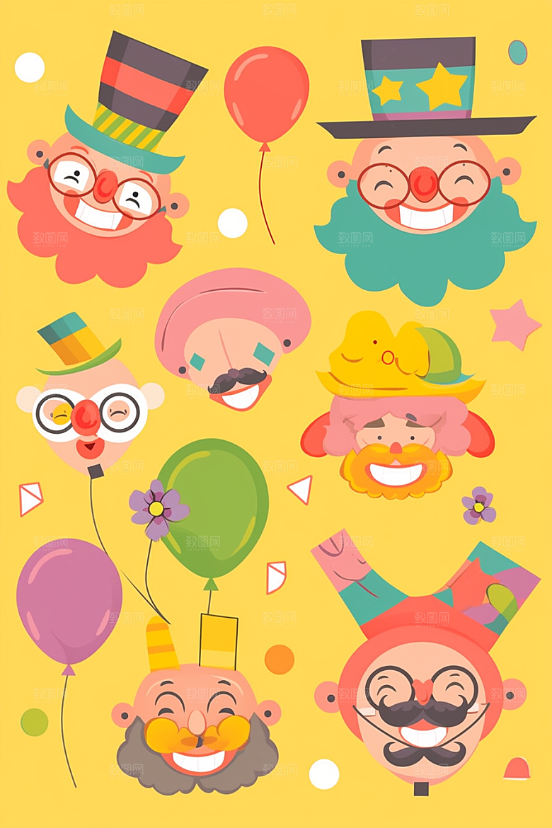 愚人节元素插画氛围贴纸