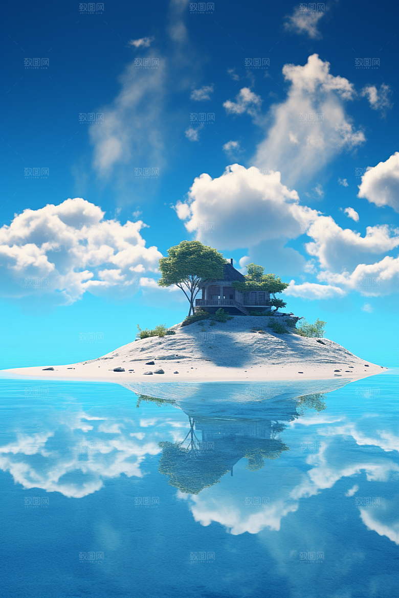 海岛高清大海插画