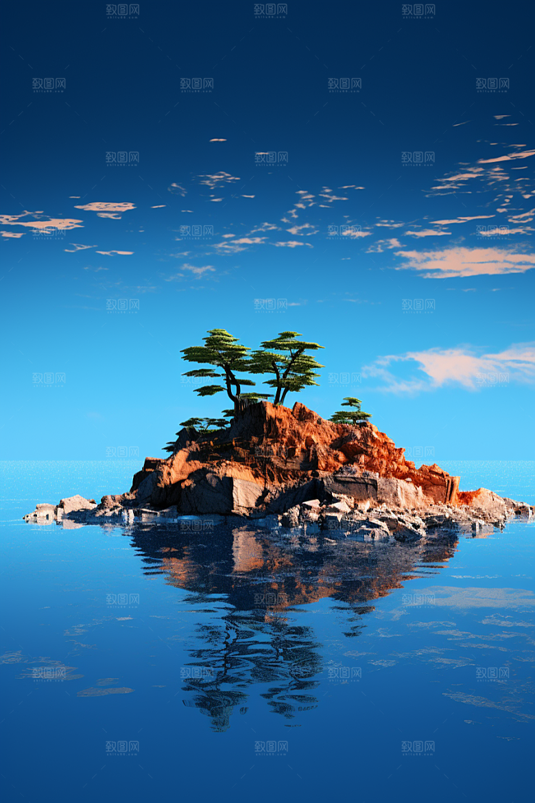 海岛夏天艺术插画