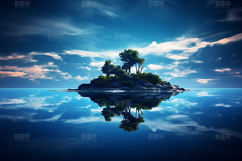 海岛梦幻大海插画