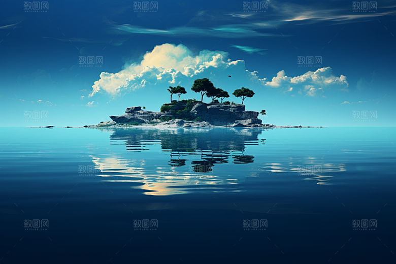海岛孤岛高清插画