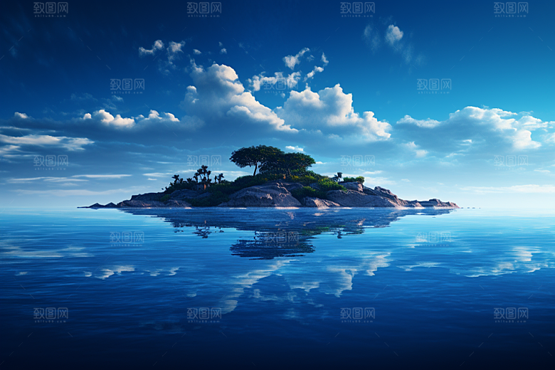 海岛小岛高清插画