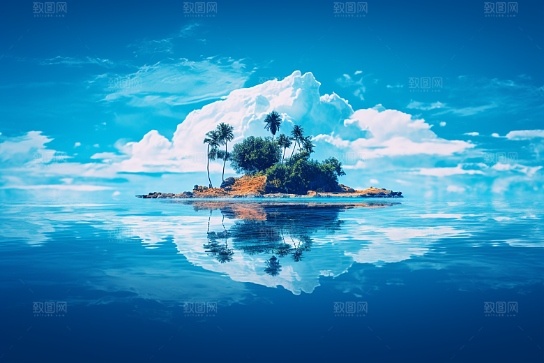 海岛夏天大海插画