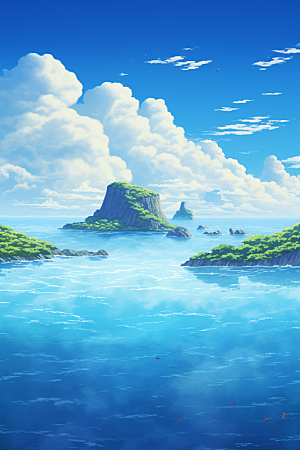 海岛孤岛小岛插画