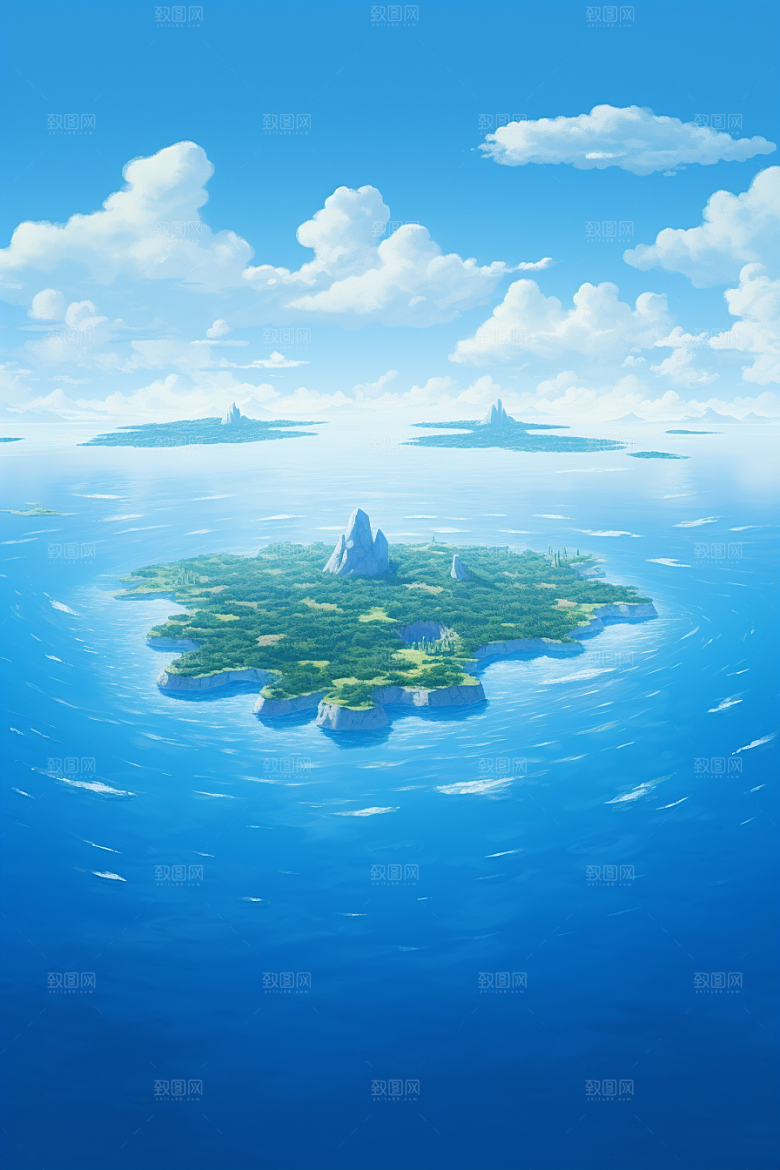 海岛梦幻孤岛插画