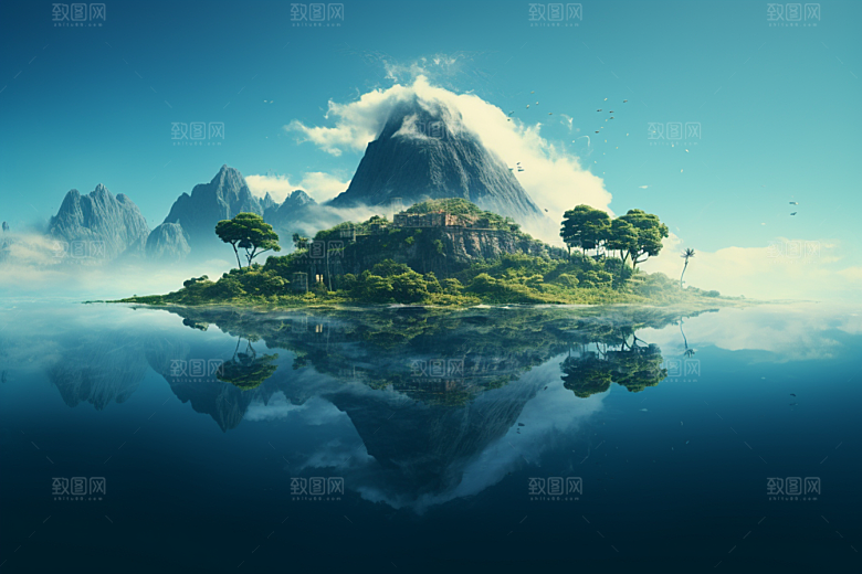 海岛艺术大海插画