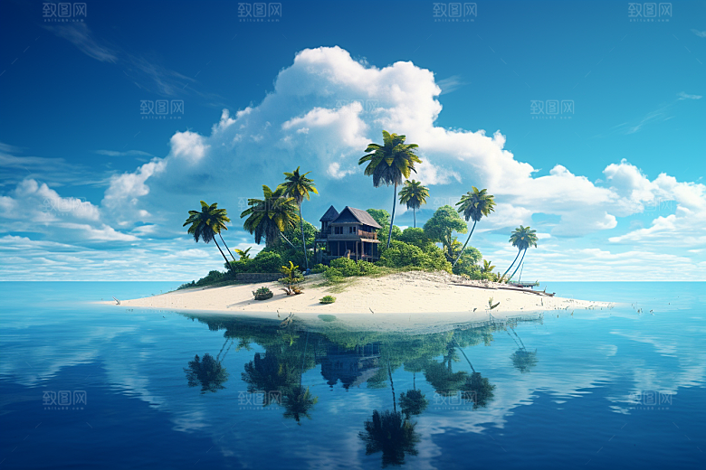 海岛大海高清插画