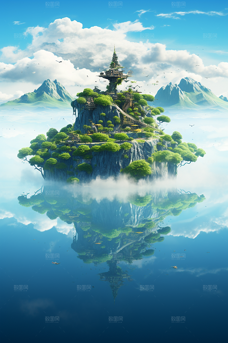 海岛大海高清插画