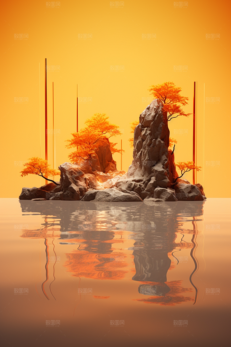 海岛艺术清新插画
