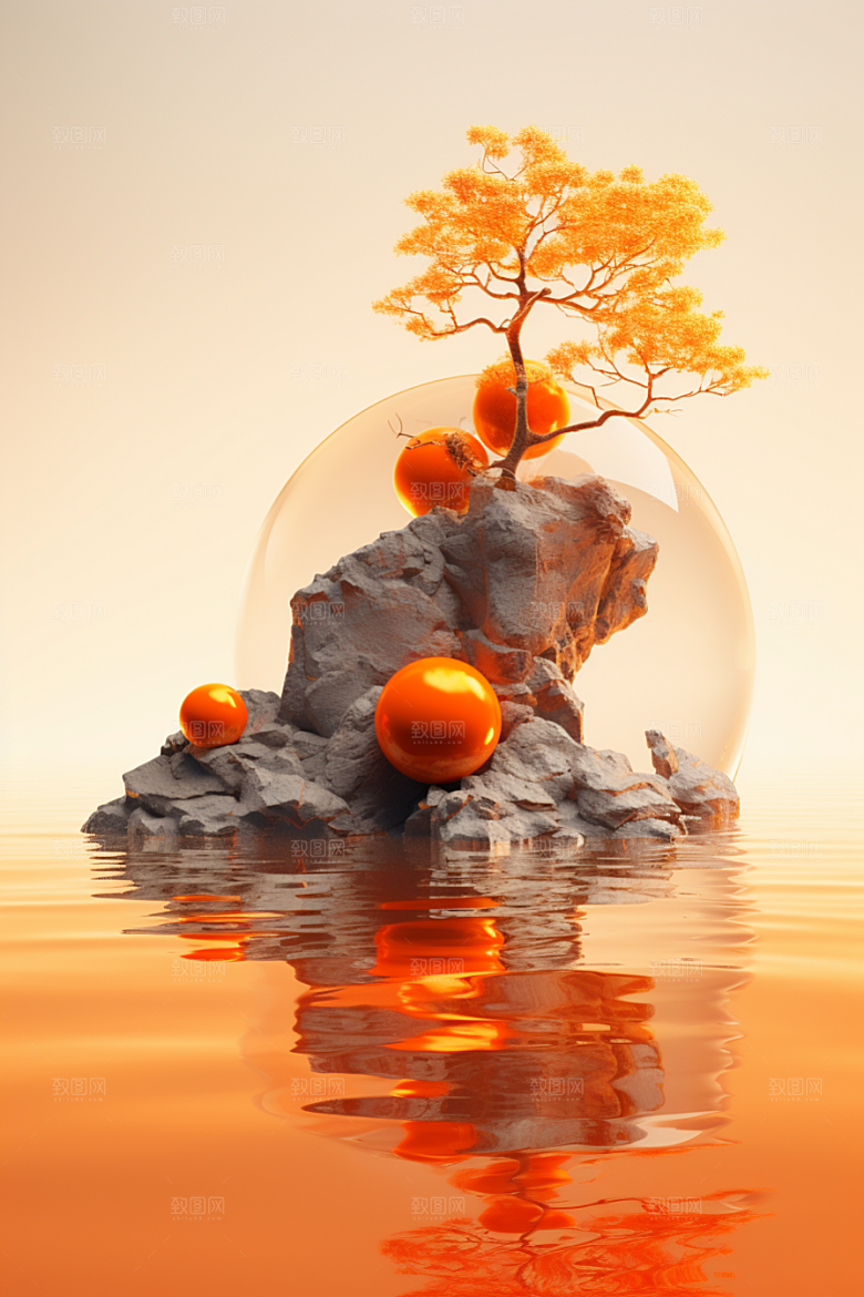 海岛大海梦幻插画
