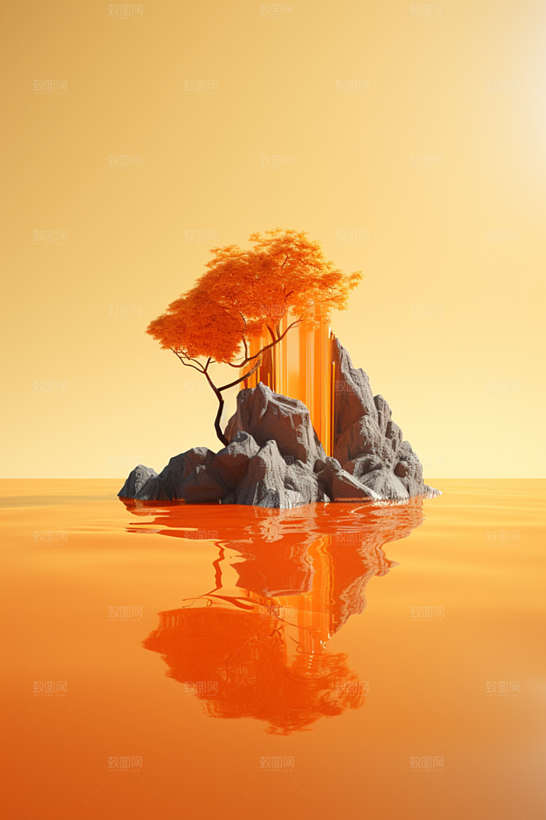 海岛梦幻艺术插画