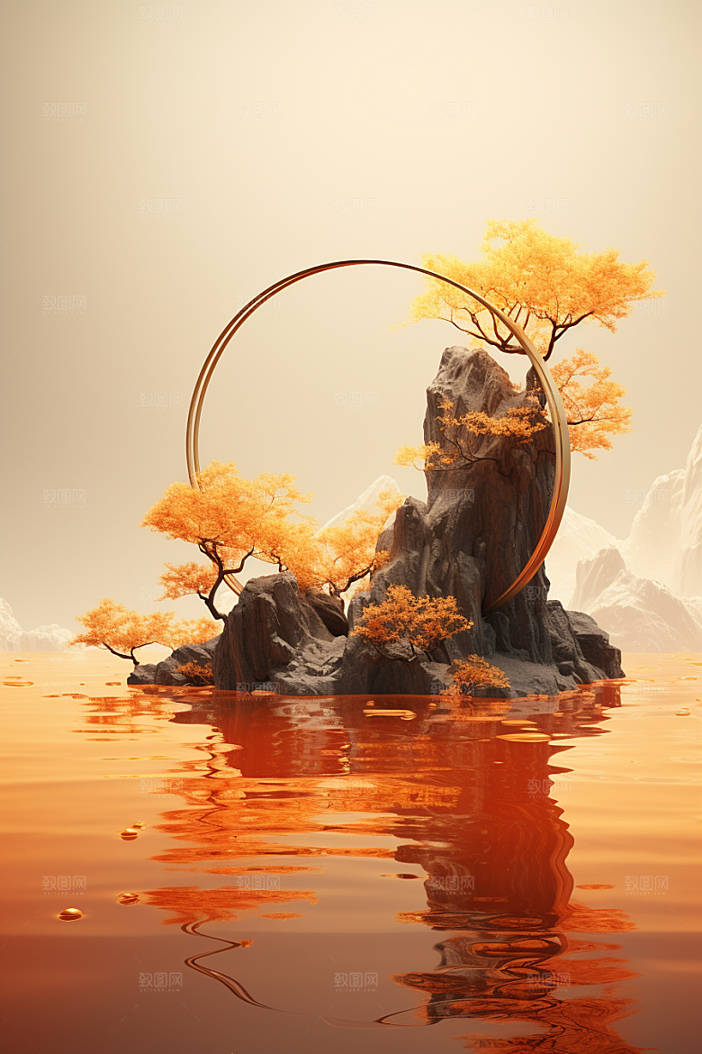 海岛艺术小岛插画