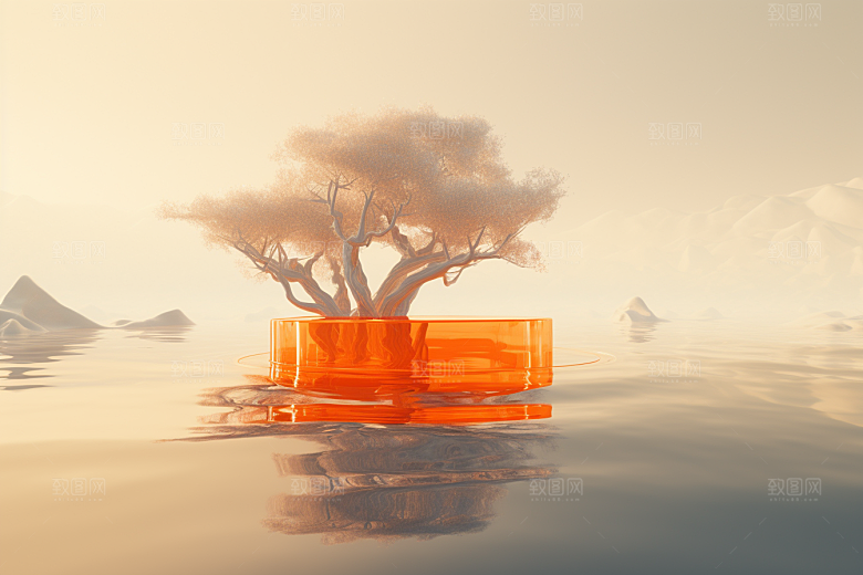 海岛梦幻水天一色插画