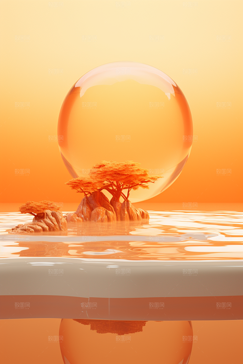 海岛梦幻大海插画