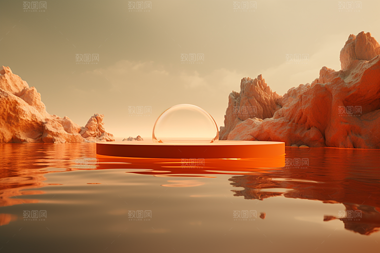 海岛孤岛夏天插画