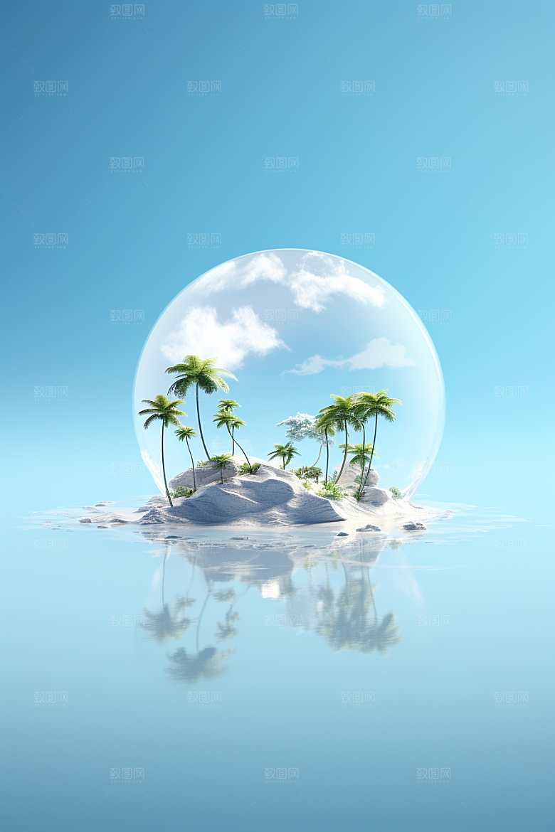 海岛高清梦幻插画